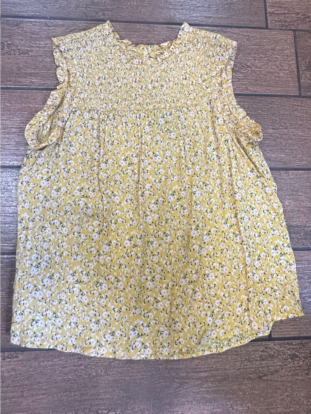 Caslon Yellow Floral Smocked Girls' Tank